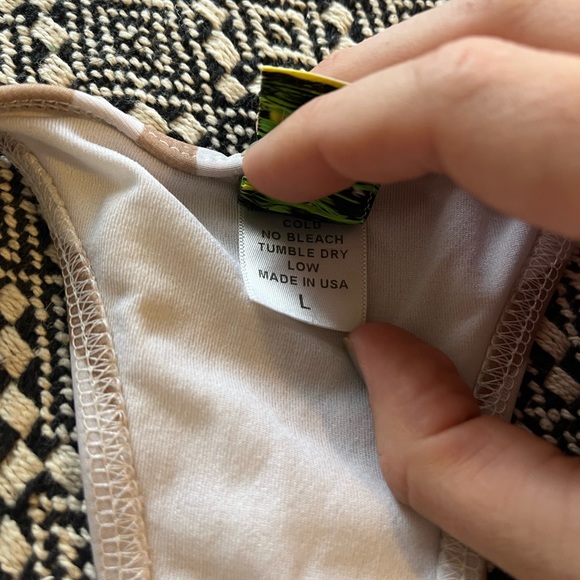 Large kortni Jeane swim too tan and white striped good used condition - Picture 2 of 3